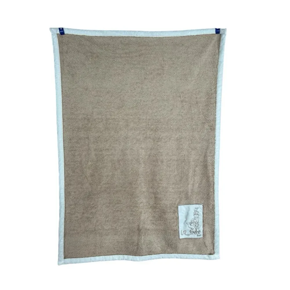 Steiff Beige Tan Brown Baby Blanket White Trim Elephant Bear Bunny Rabbit